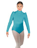 Solid Lycra Long Puff Sleeve with TNeck and Keyhole Back Leotard