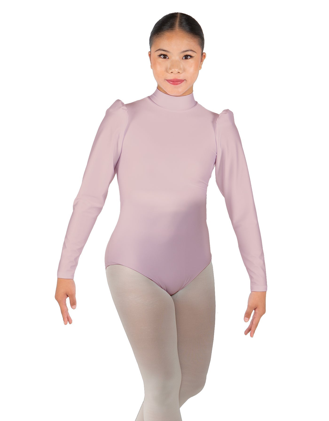 Solid Lycra Long Puff Sleeve with TNeck and Keyhole Back Leotard