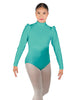 Solid Lycra Long Puff Sleeve with TNeck and Keyhole Back Leotard