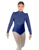Solid Lycra Long Puff Sleeve with TNeck and Keyhole Back Leotard