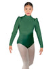 Solid Lycra Long Puff Sleeve with TNeck and Keyhole Back Leotard