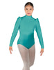 Solid Lycra Long Puff Sleeve with TNeck and Keyhole Back Leotard