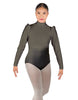Solid Lycra Long Puff Sleeve with TNeck and Keyhole Back Leotard
