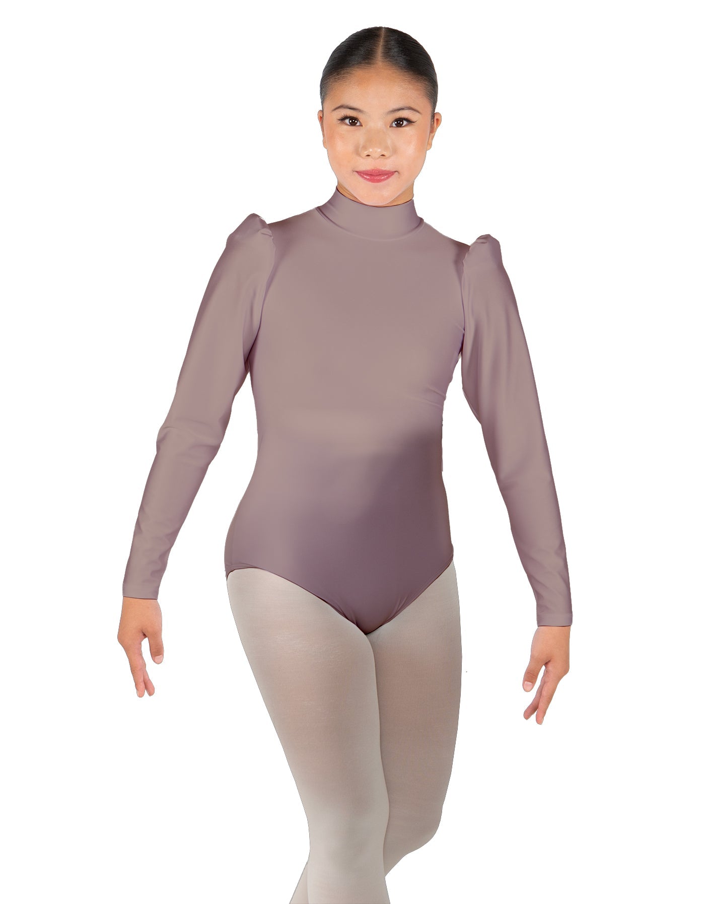 Solid Lycra Long Puff Sleeve with TNeck and Keyhole Back Leotard
