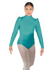 Solid Lycra Long Puff Sleeve with TNeck and Keyhole Back Leotard