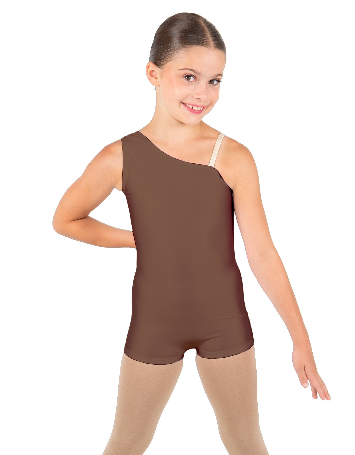 Solid Lycra One Shoulder Biketard