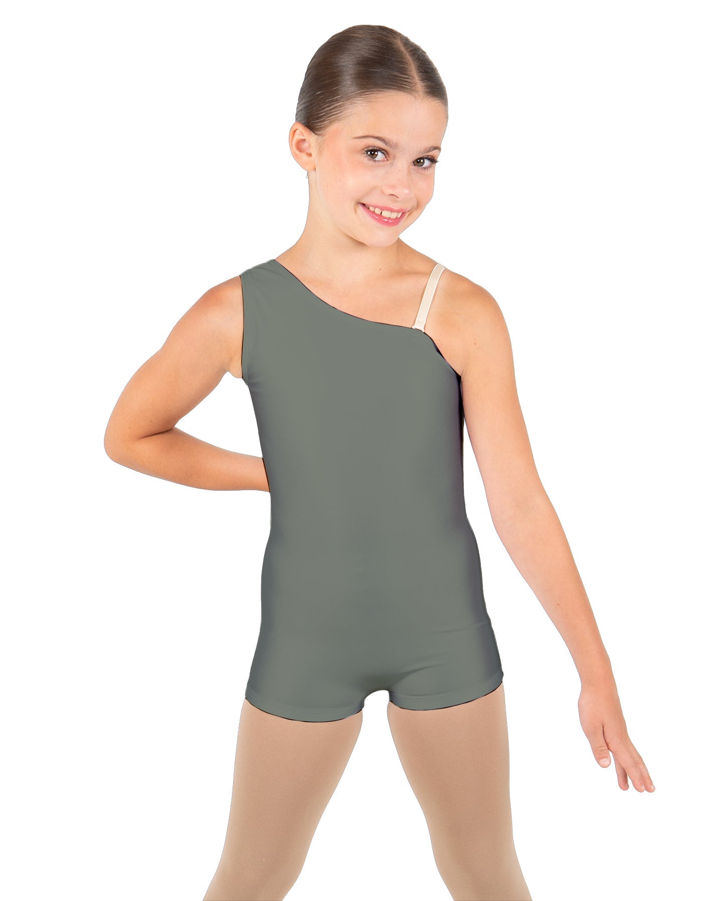 Solid Lycra One Shoulder Biketard