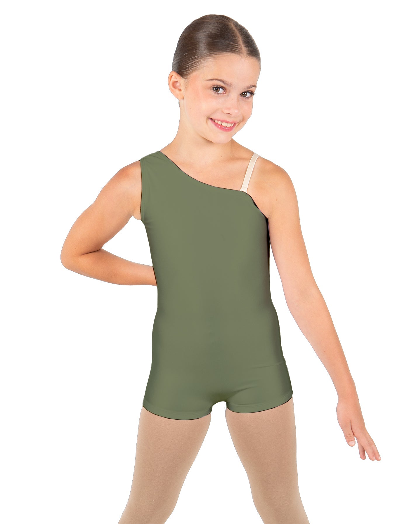 Solid Lycra One Shoulder Biketard
