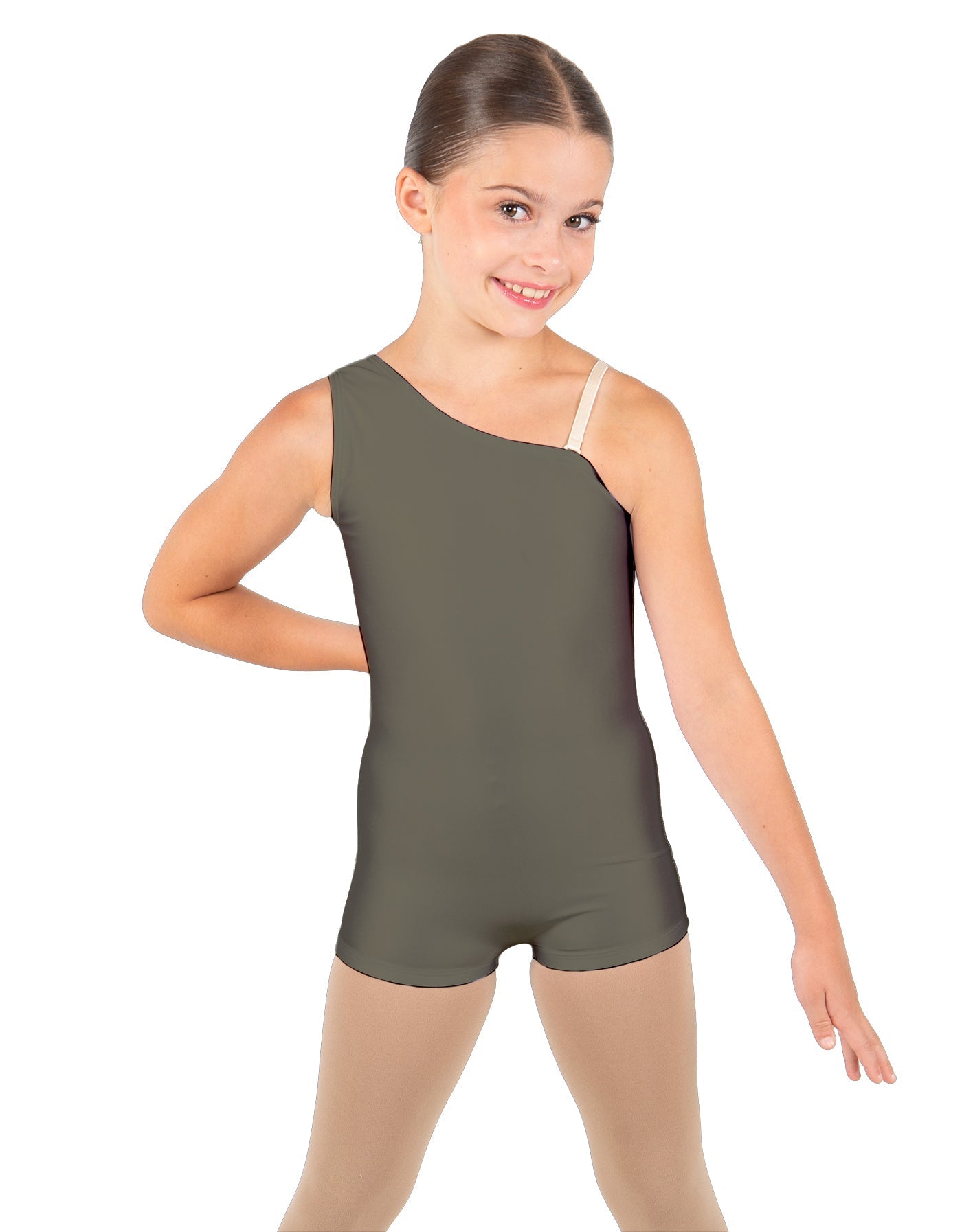Solid Lycra One Shoulder Biketard