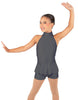 Solid Lycra Halter Collar Biketard w peplum