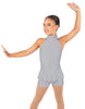 Solid Lycra Halter Collar Biketard w peplum