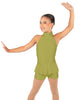 Solid Lycra Halter Collar Biketard w peplum