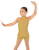 Solid Lycra Halter Collar Biketard w peplum
