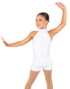Solid Lycra Halter Collar Biketard w peplum