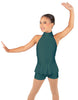 Solid Lycra Halter Collar Biketard w peplum