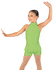 Solid Lycra Halter Collar Biketard w peplum