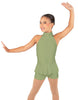 Solid Lycra Halter Collar Biketard w peplum