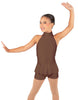 Solid Lycra Halter Collar Biketard w peplum