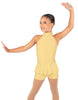Solid Lycra Halter Collar Biketard w peplum