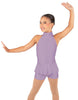Solid Lycra Halter Collar Biketard w peplum