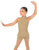 Solid Lycra Halter Collar Biketard w peplum