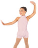 Solid Lycra Halter Collar Biketard w peplum