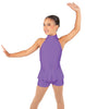 Solid Lycra Halter Collar Biketard w peplum
