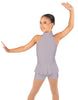 Solid Lycra Halter Collar Biketard w peplum