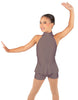 Solid Lycra Halter Collar Biketard w peplum