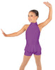Solid Lycra Halter Collar Biketard w peplum
