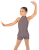Solid Lycra Halter Collar Biketard w peplum