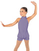 Solid Lycra Halter Collar Biketard w peplum