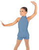 Solid Lycra Halter Collar Biketard w peplum