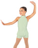 Solid Lycra Halter Collar Biketard w peplum