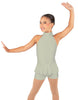 Solid Lycra Halter Collar Biketard w peplum