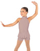 Solid Lycra Halter Collar Biketard w peplum