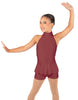 Solid Lycra Halter Collar Biketard w peplum