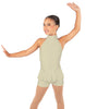 Solid Lycra Halter Collar Biketard w peplum