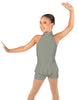 Solid Lycra Halter Collar Biketard w peplum