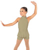 Solid Lycra Halter Collar Biketard w peplum