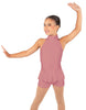 Solid Lycra Halter Collar Biketard w peplum