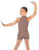 Solid Lycra Halter Collar Biketard w peplum