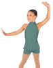 Solid Lycra Halter Collar Biketard w peplum