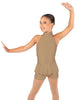 Solid Lycra Halter Collar Biketard w peplum