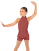 Solid Lycra Halter Collar Biketard w peplum