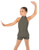 Solid Lycra Halter Collar Biketard w peplum