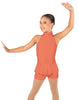 Solid Lycra Halter Collar Biketard w peplum