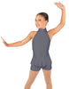 Solid Lycra Halter Collar Biketard w peplum