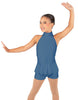Solid Lycra Halter Collar Biketard w peplum