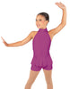 Solid Lycra Halter Collar Biketard w peplum